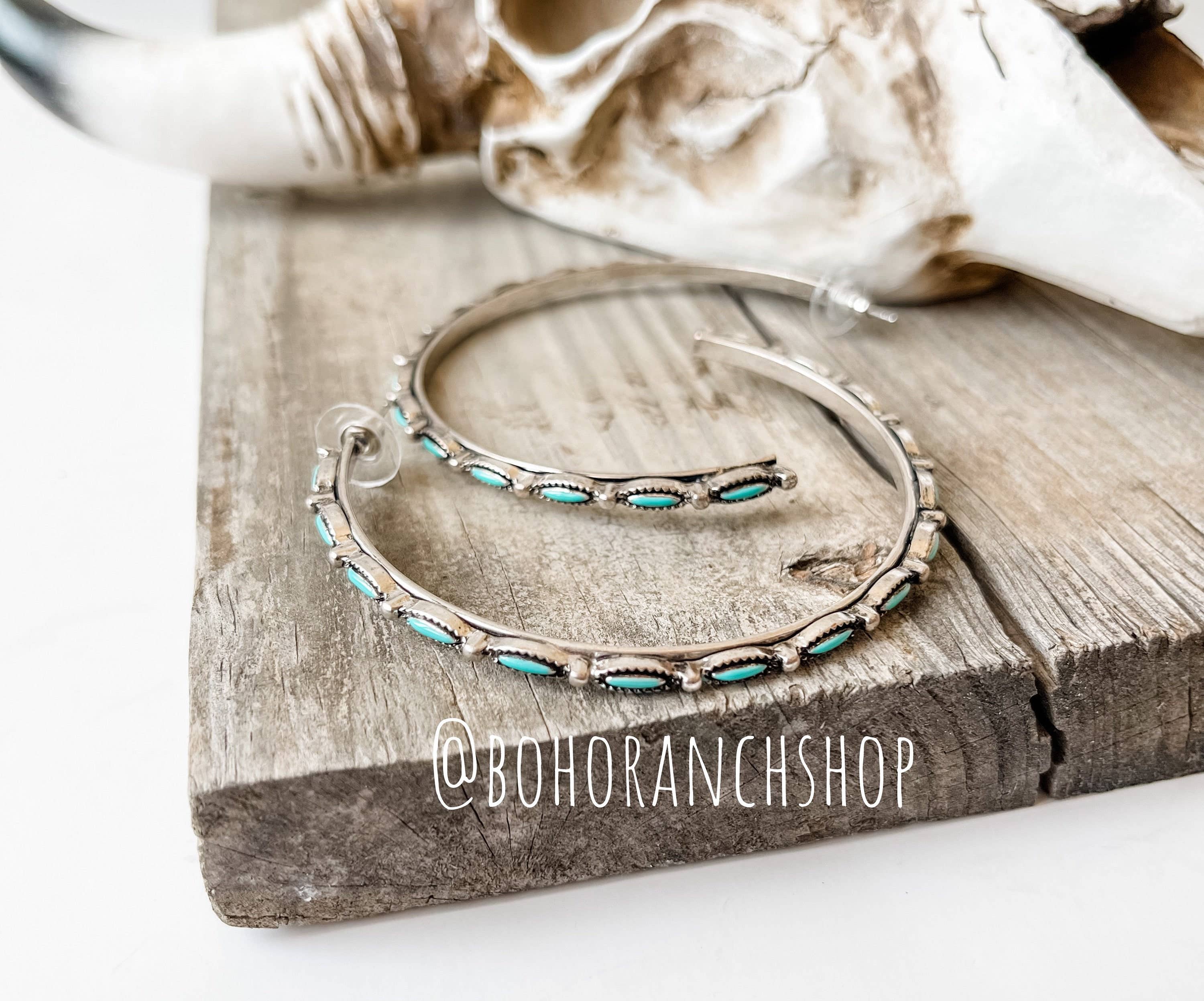 Hoop Turquoise Stone Earrings