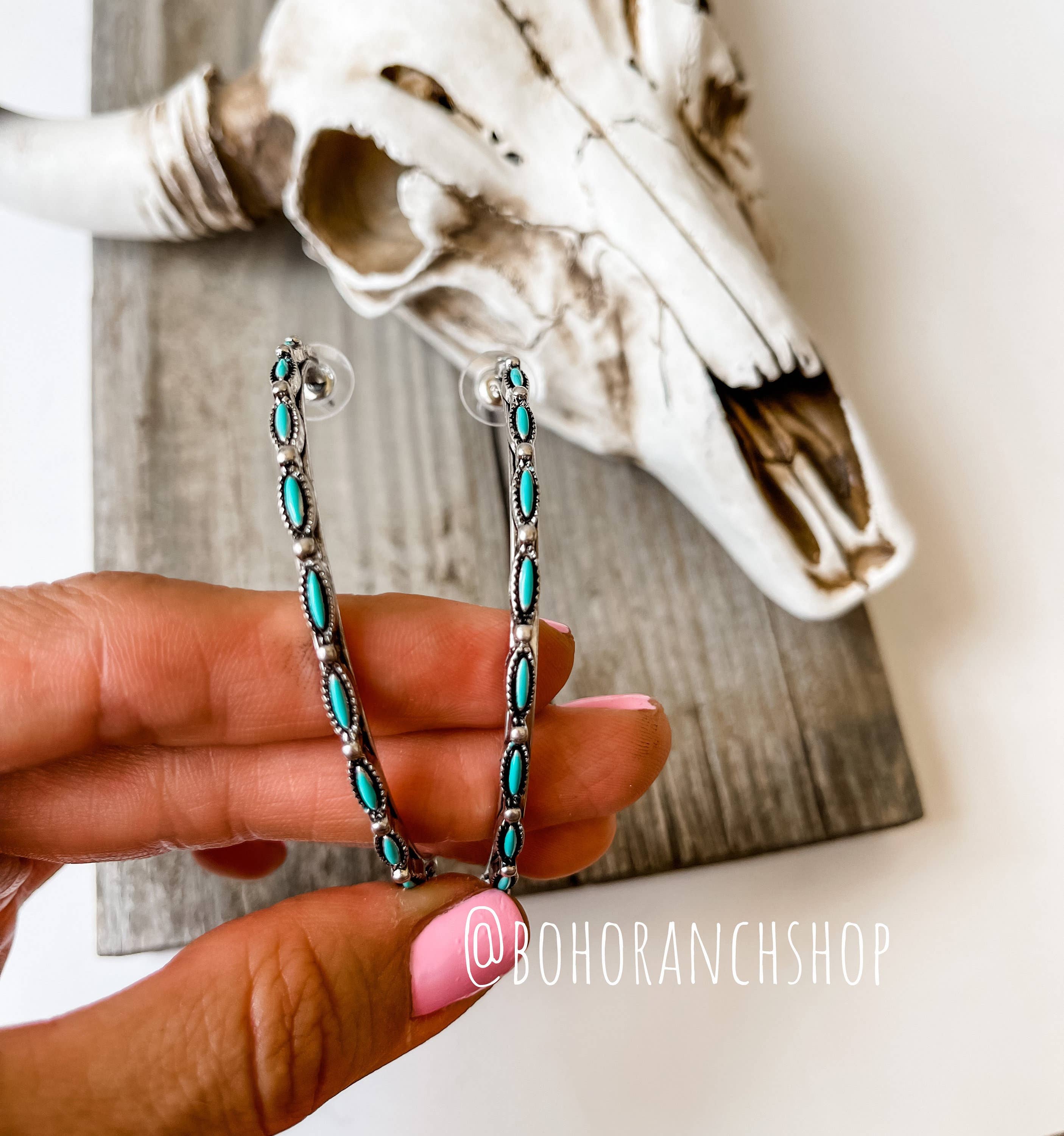 Hoop Turquoise Stone Earrings