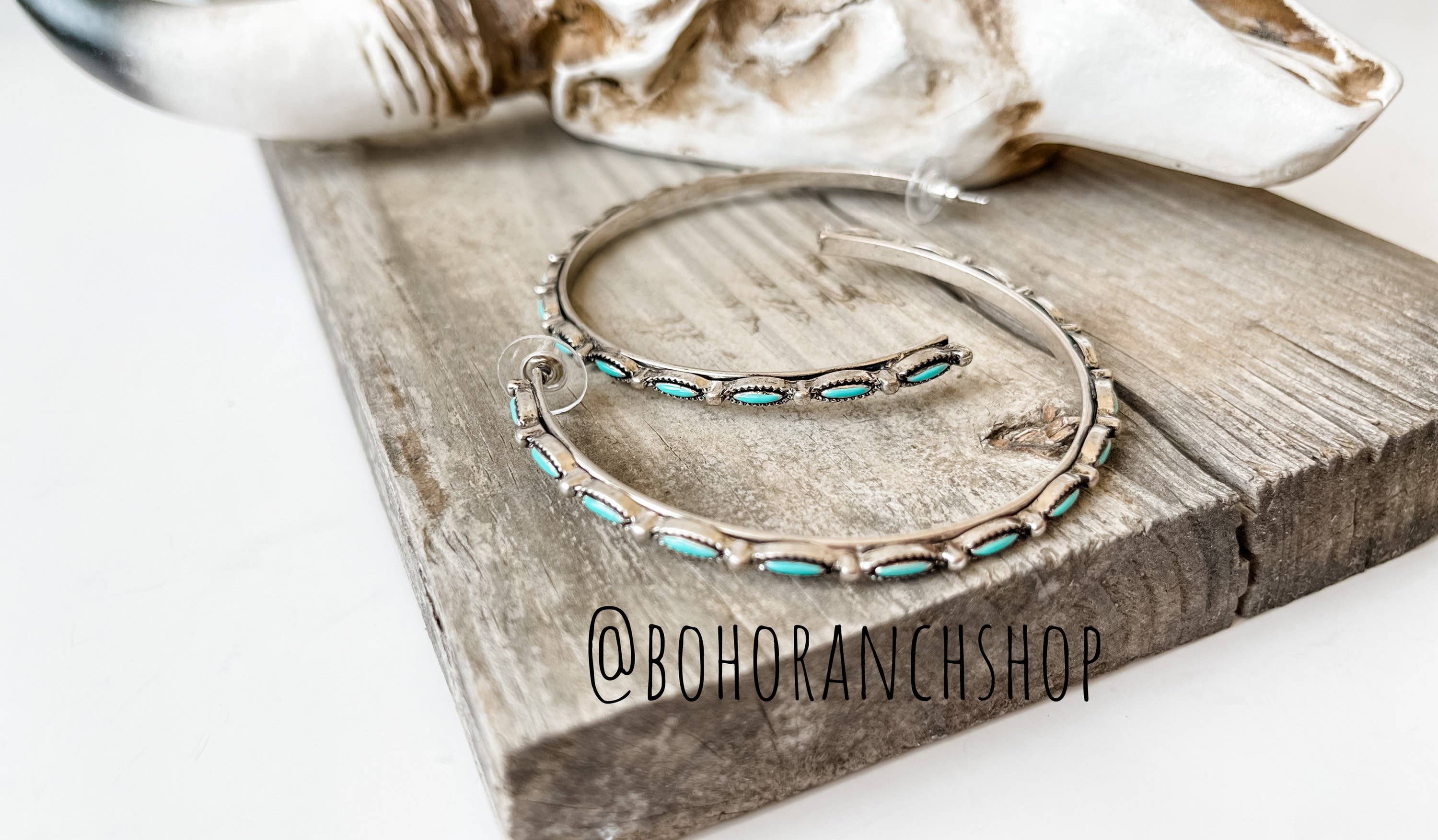 Hoop Turquoise Stone Earrings