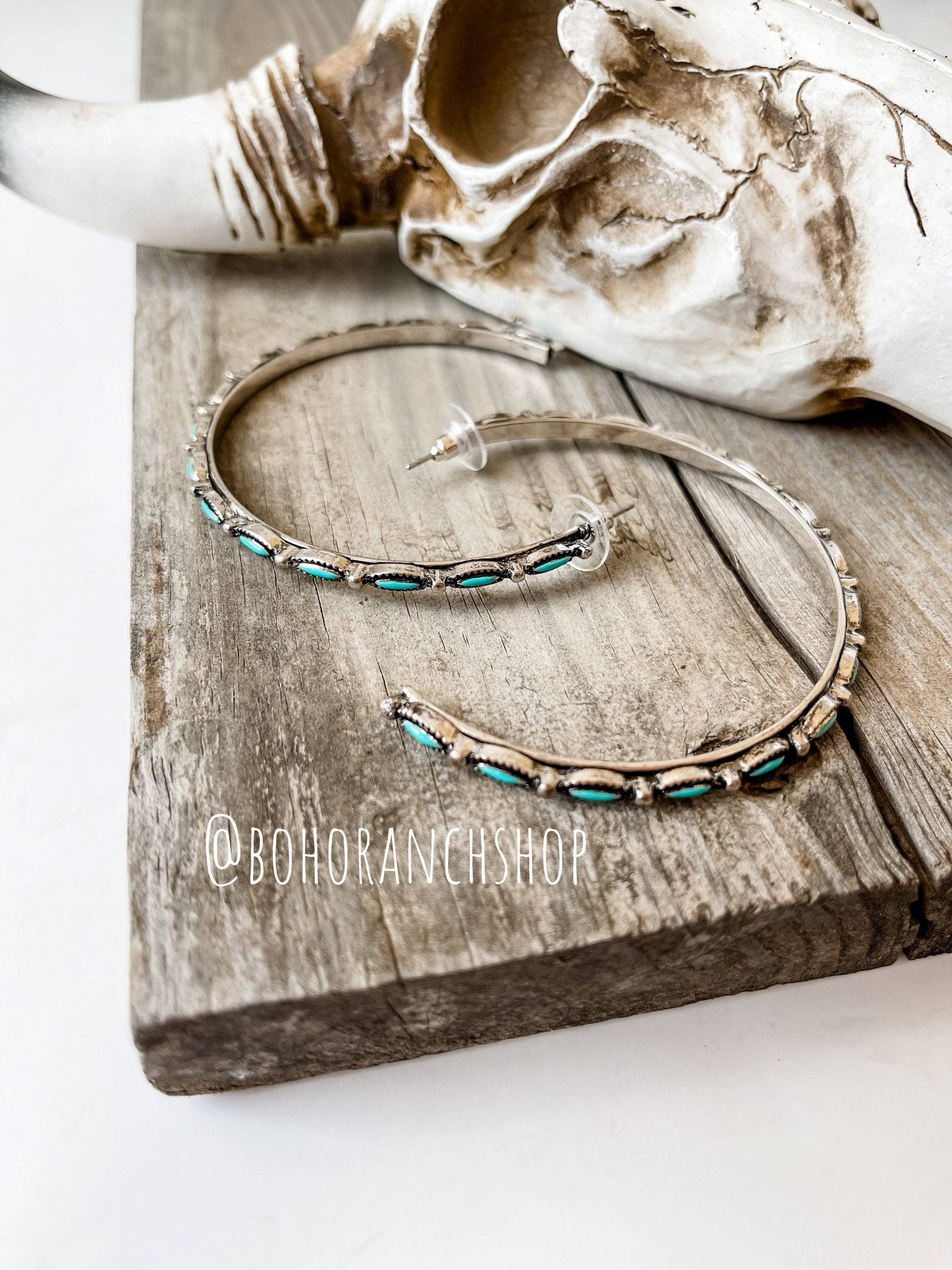Hoop Turquoise Stone Earrings