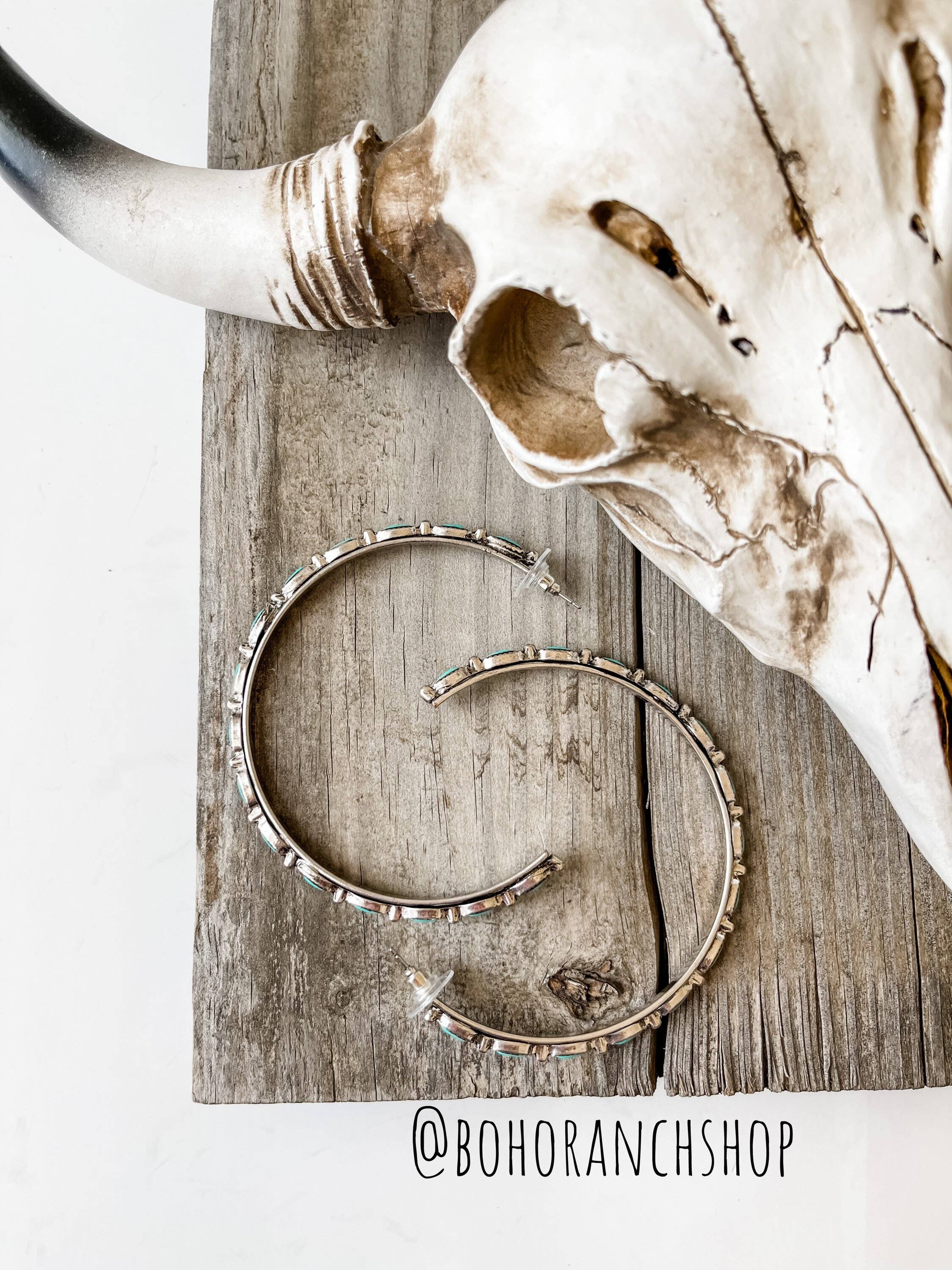 Hoop Turquoise Stone Earrings