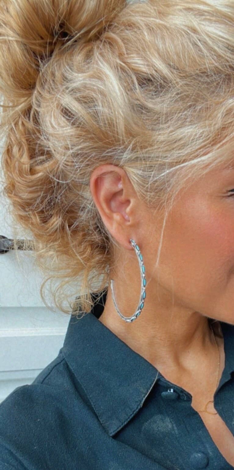 Hoop Turquoise Stone Earrings
