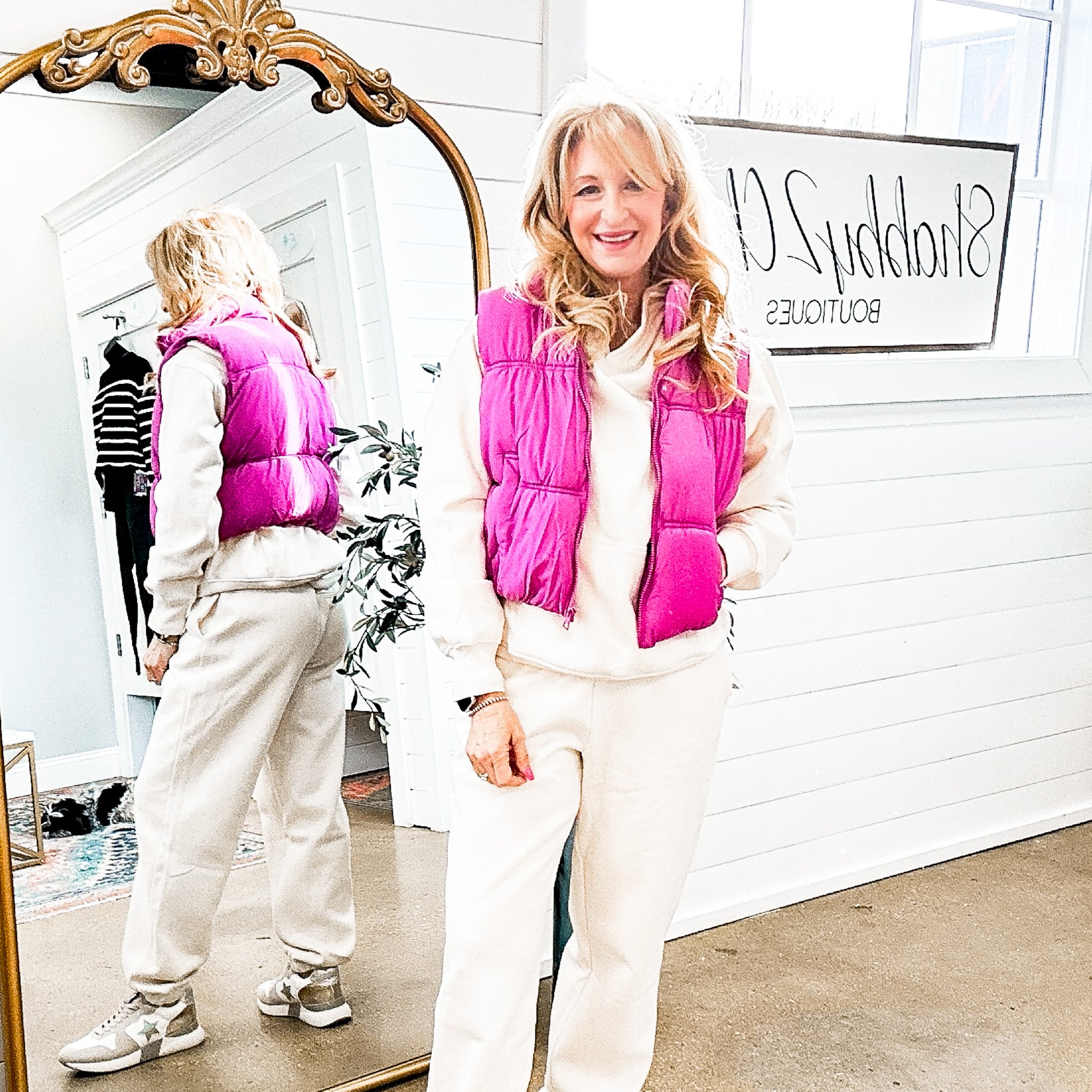 Abby Pocketed Puffer Vest in Orchid