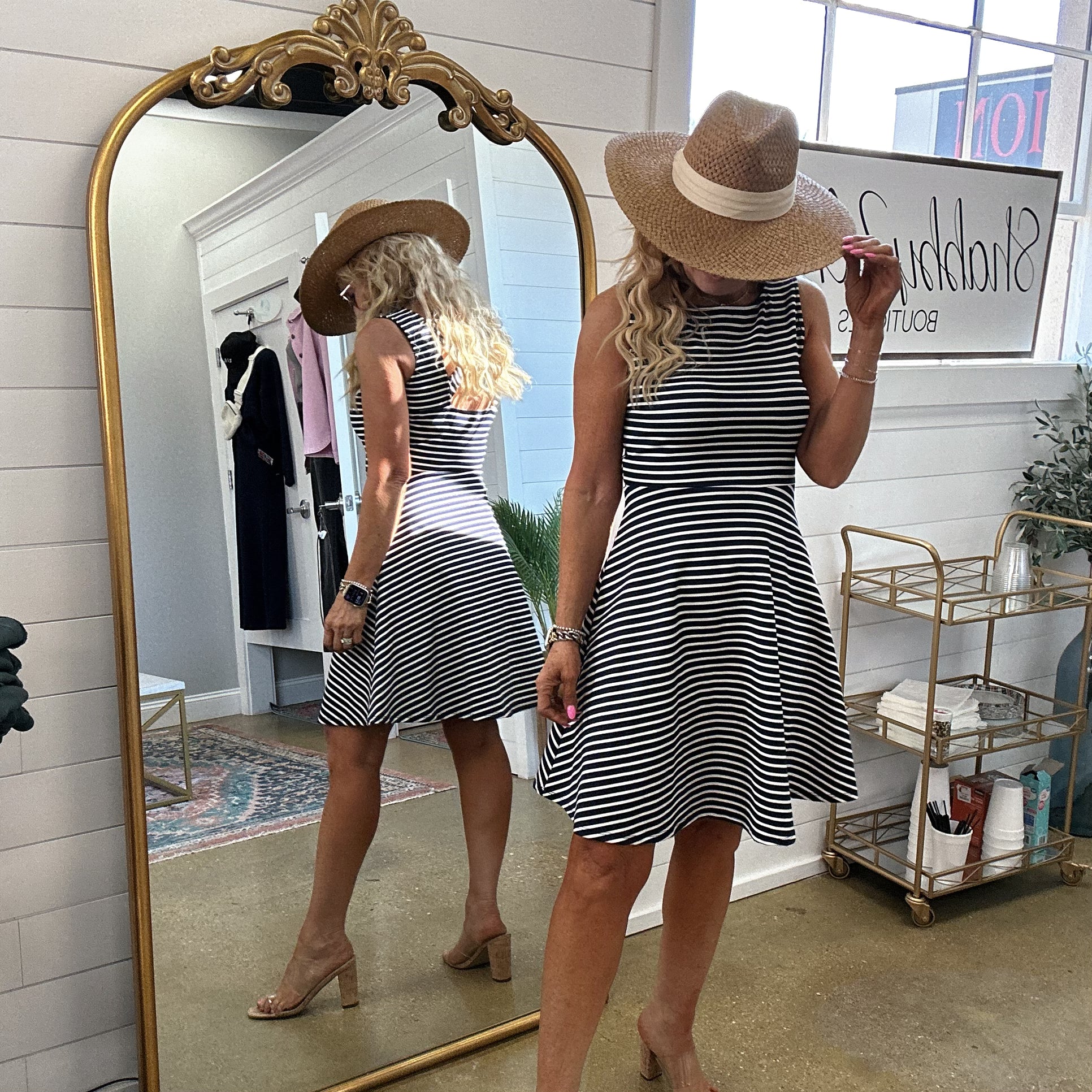 Lupe Short Sleeve Striped Mini Dress