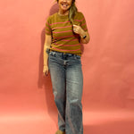 In Line Striped Crew Neck Top
