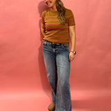 In Line Striped Crew Neck Top