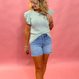 Jane High Rise Long Short w/Frayed Hem in Peaceful