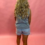 Jane High Rise Long Short w/Raw Hem in Deep Vintage
