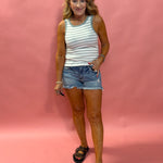 Jane High Rise Short in Proactive with Frayed Hem
