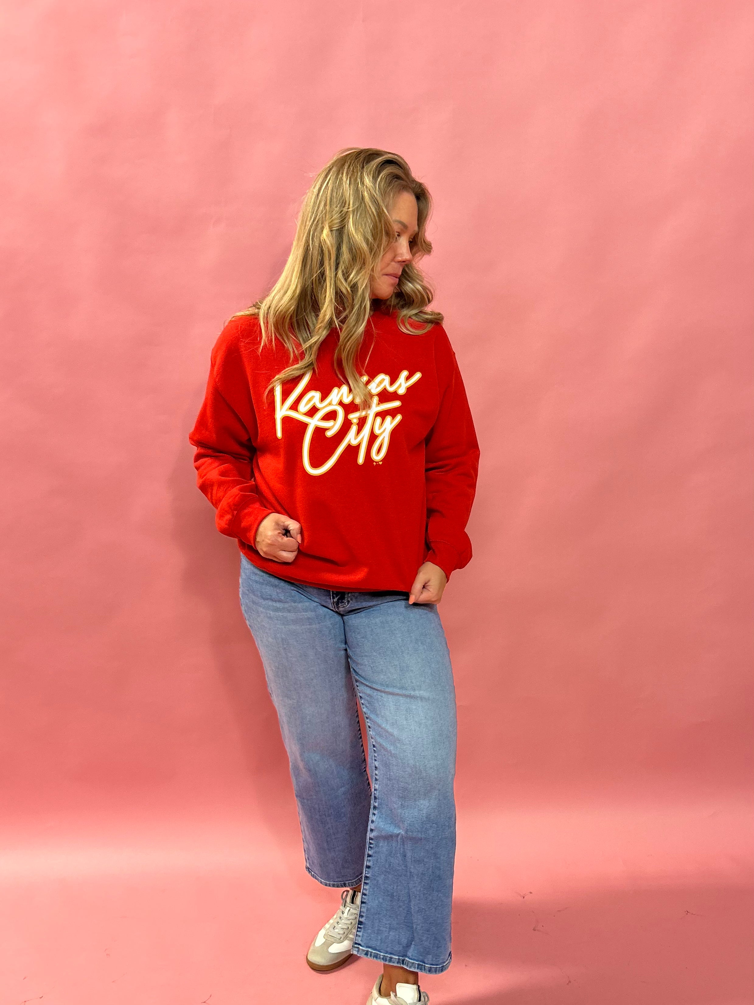 KC Script Outline KC Sweatshirt - Shabby 2 Chic Boutiques