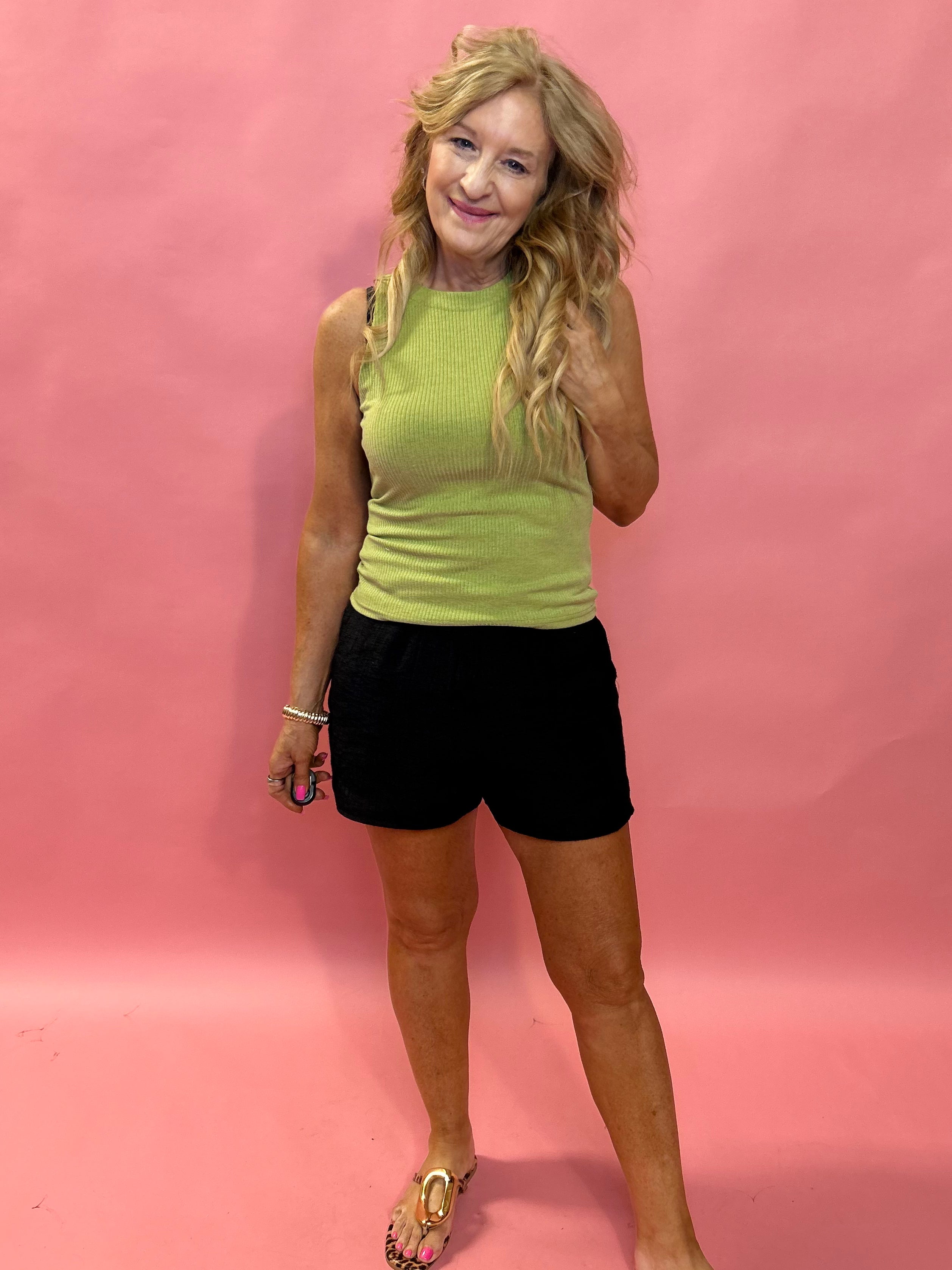 Kori Ribbed Knit Tank in Light Olive