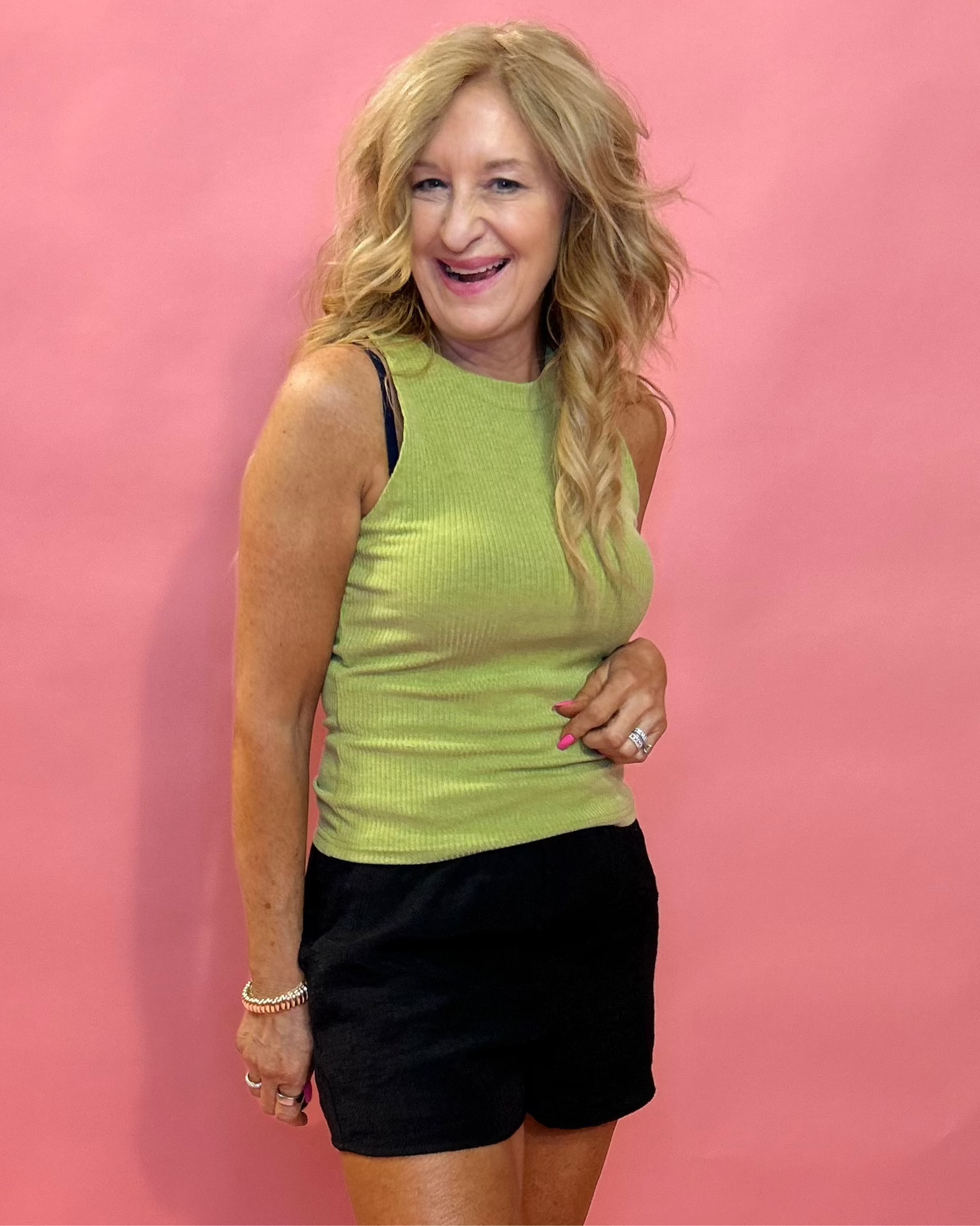 Kori Ribbed Knit Tank in Light Olive