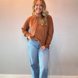Laid-Back Cotton Slub Top in Brown