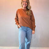 Laid-Back Cotton Slub Top in Brown