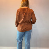 Laid-Back Cotton Slub Top in Brown