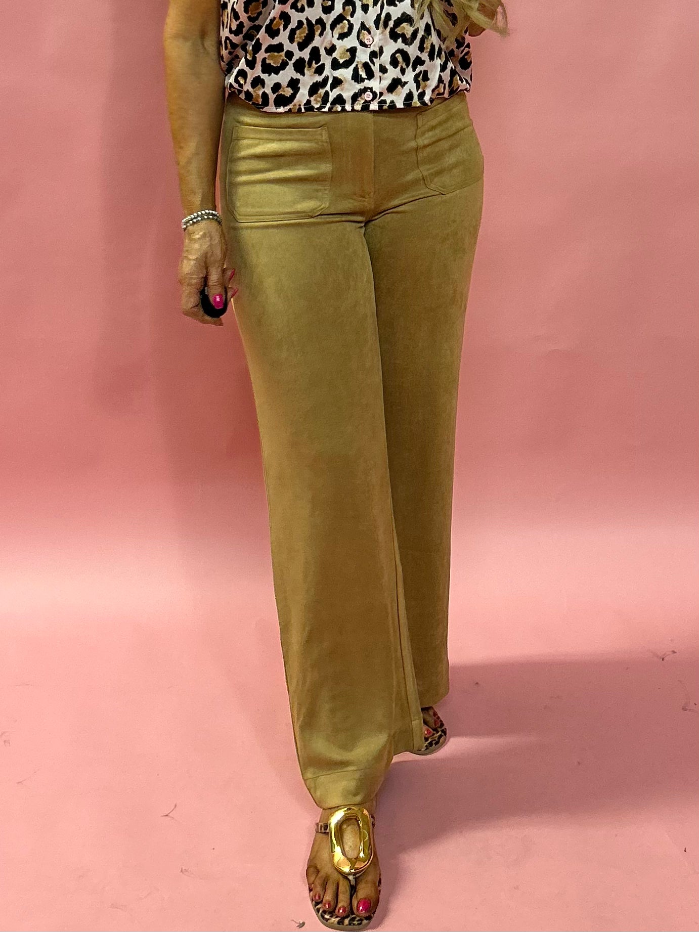 Luxe Drape Faux Suede Wide Leg Pants