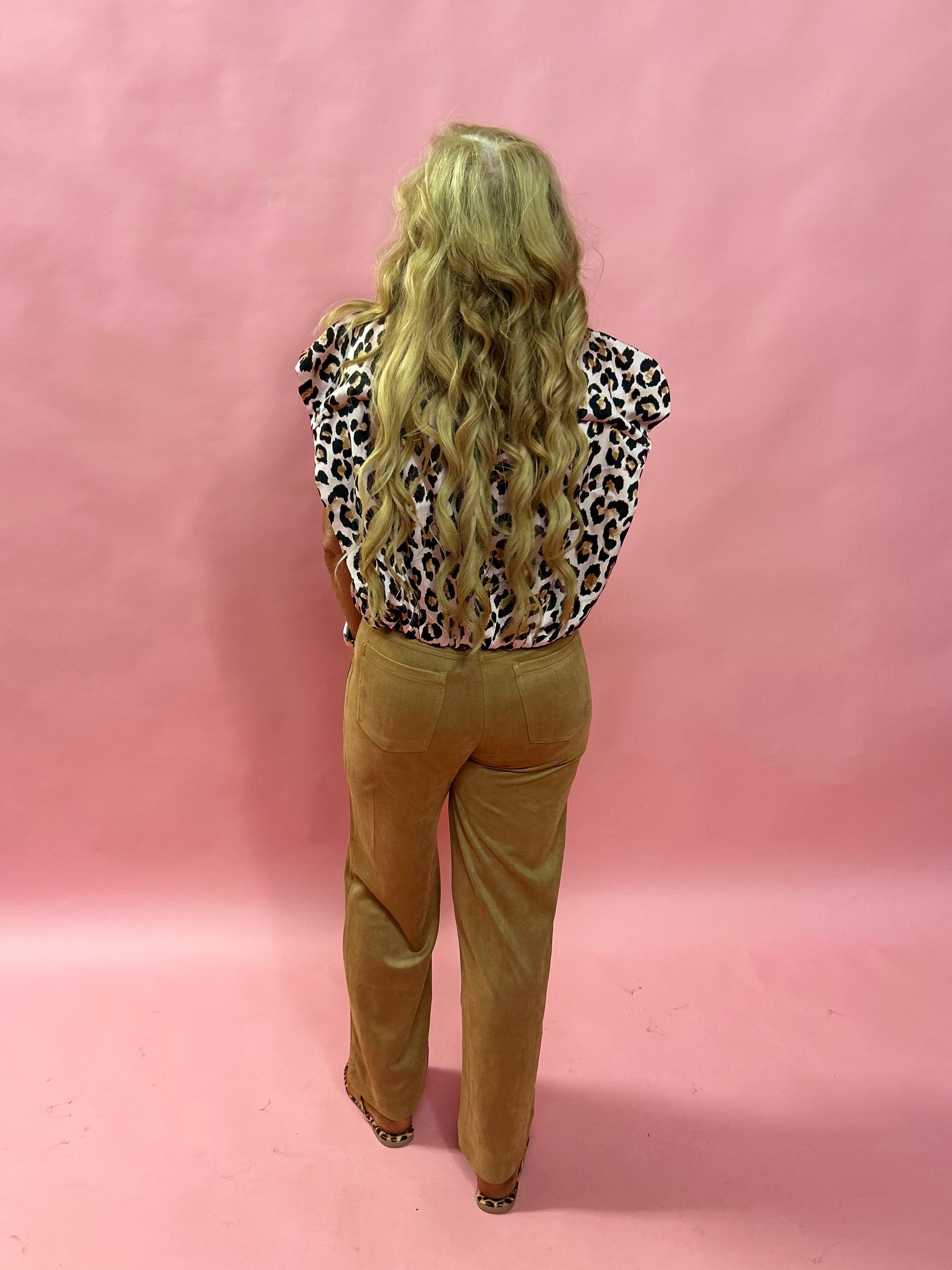 Luxe Drape Faux Suede Wide Leg Pants