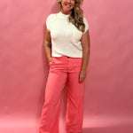 Meg Linen Wide Leg in Salmon