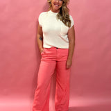 Meg Linen Wide Leg in Salmon