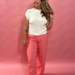 Meg Linen Wide Leg in Salmon