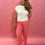 Meg Linen Wide Leg in Salmon