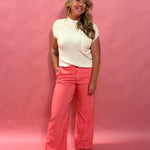 Meg Linen Wide Leg in Salmon