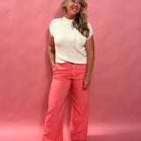 Meg Linen Wide Leg in Salmon