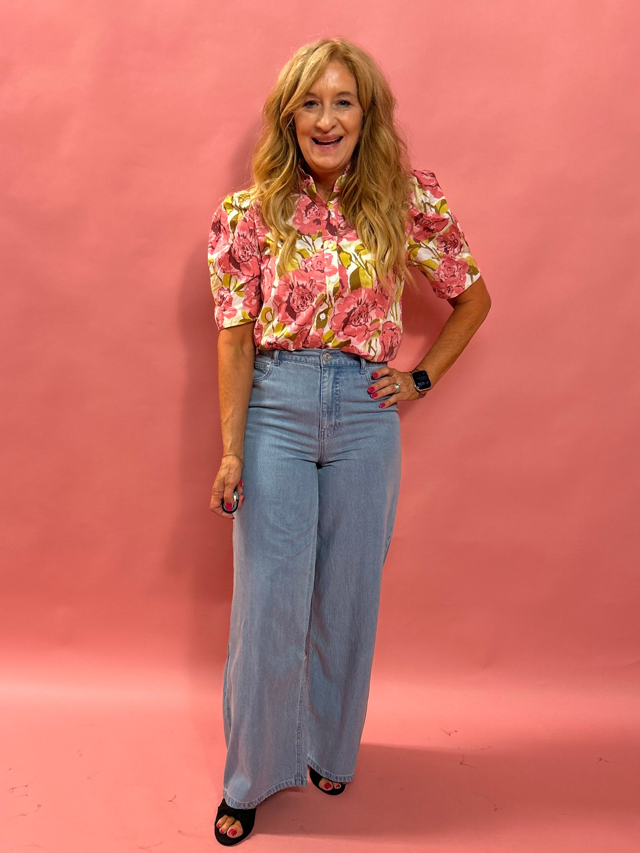 Mia Loose Wide Leg Denim Pant in Faded Indigo