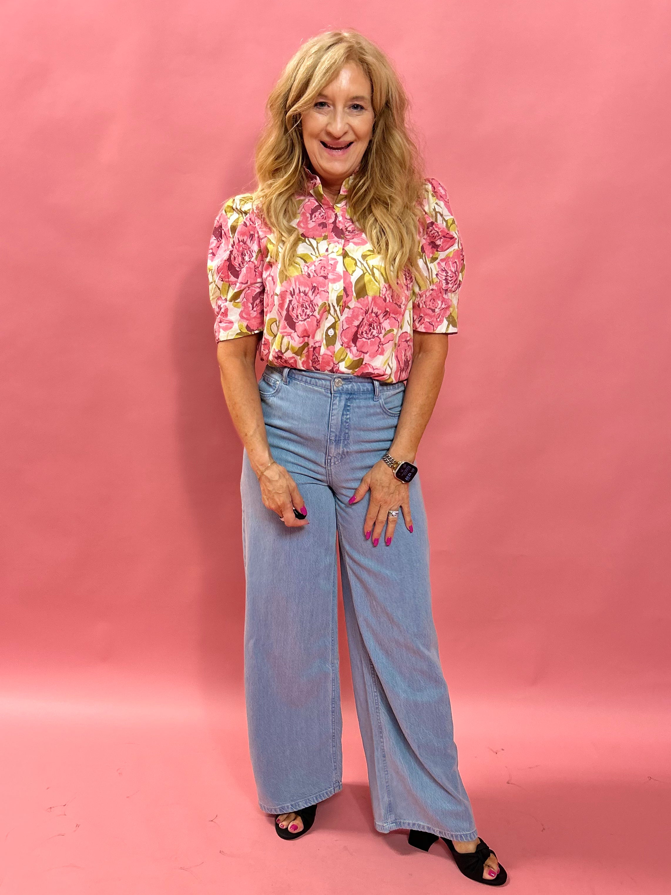 Mia Loose Wide Leg Denim Pant in Faded Indigo