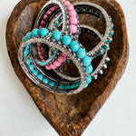 Navajo Style Pearl with Concho Stretch Bracelet