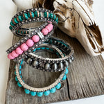 Navajo Style Pearl with Concho Stretch Bracelet