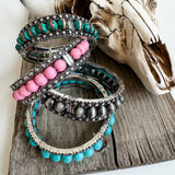 Navajo Style Pearl with Concho Stretch Bracelet