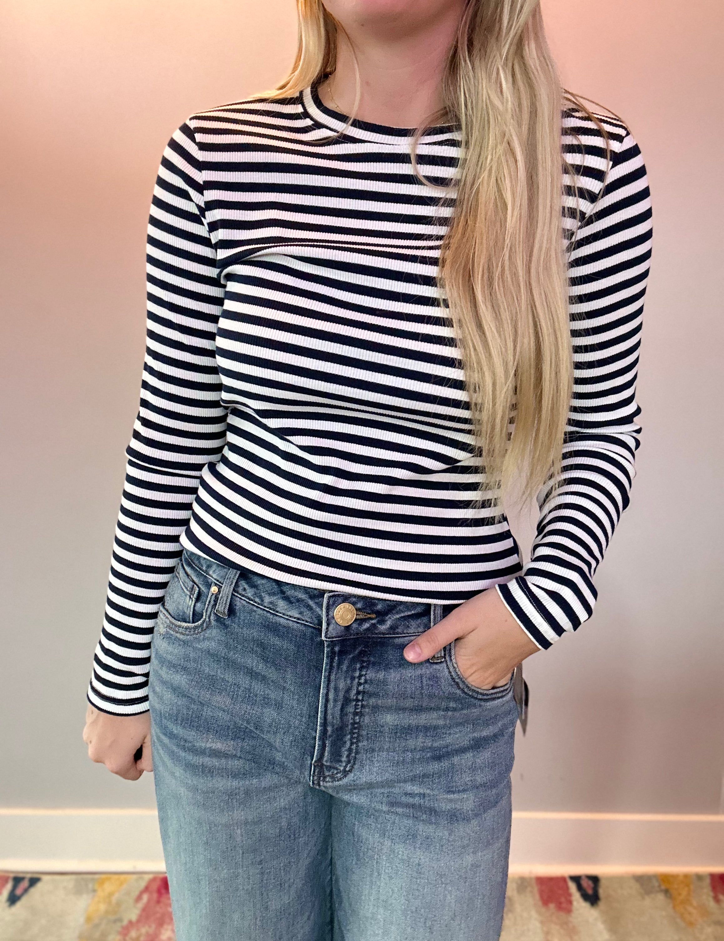 Navy Must Have Striped Long Sleeve Top