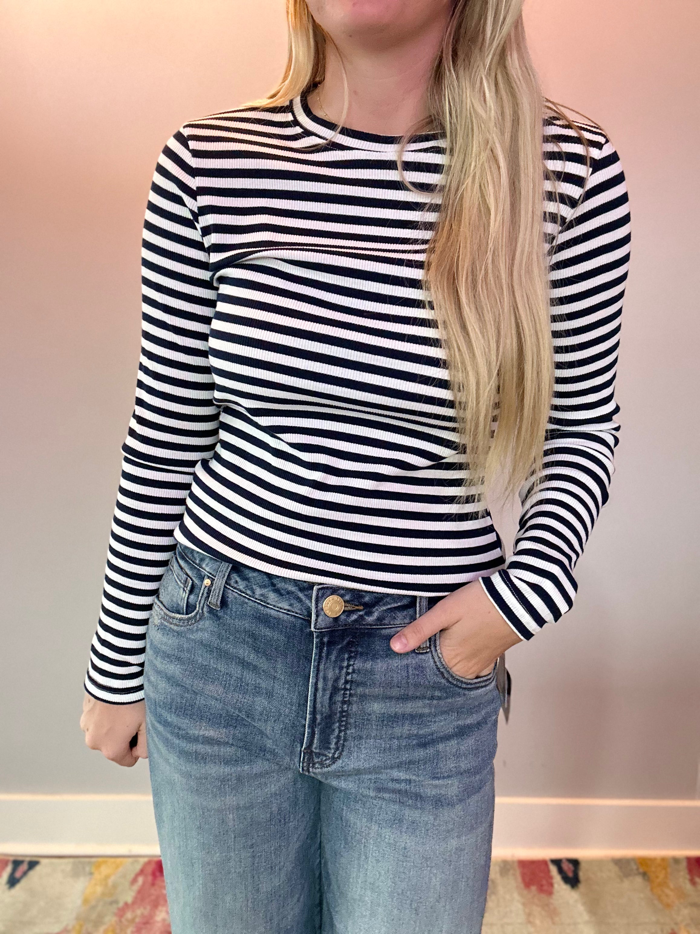 Navy Must Have Striped Long Sleeve Top