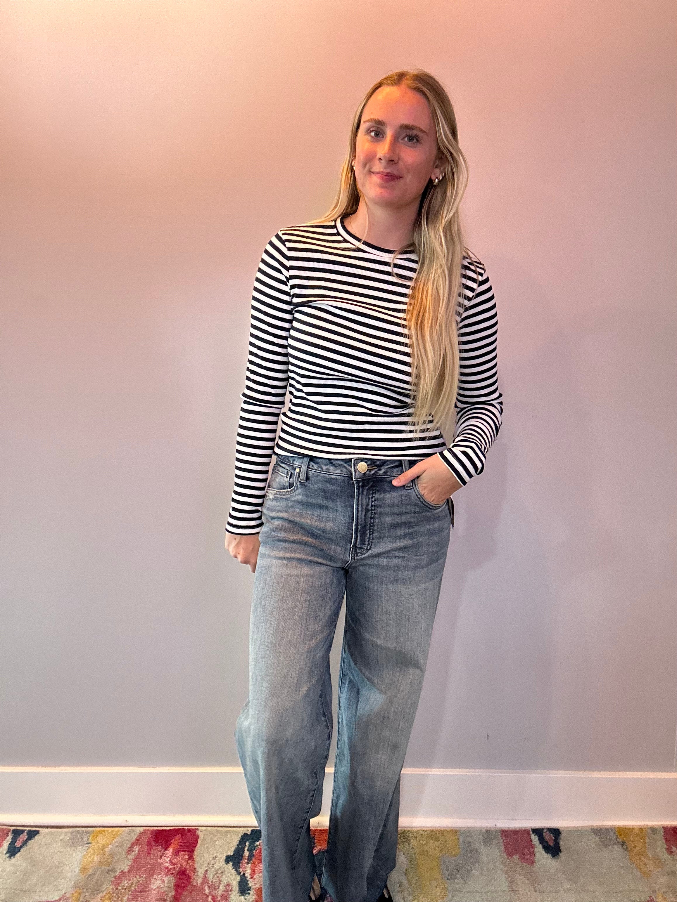 Navy Must Have Striped Long Sleeve Top