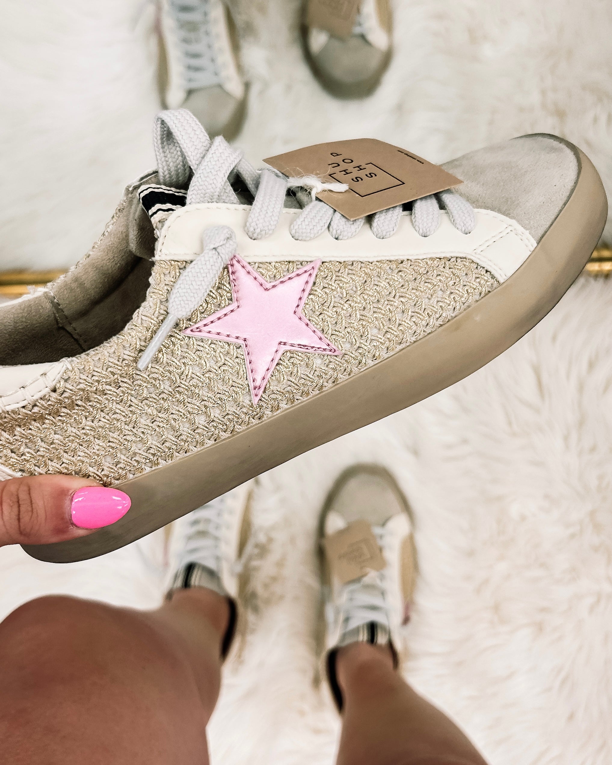 Paula in New Gold Woven Sneaker