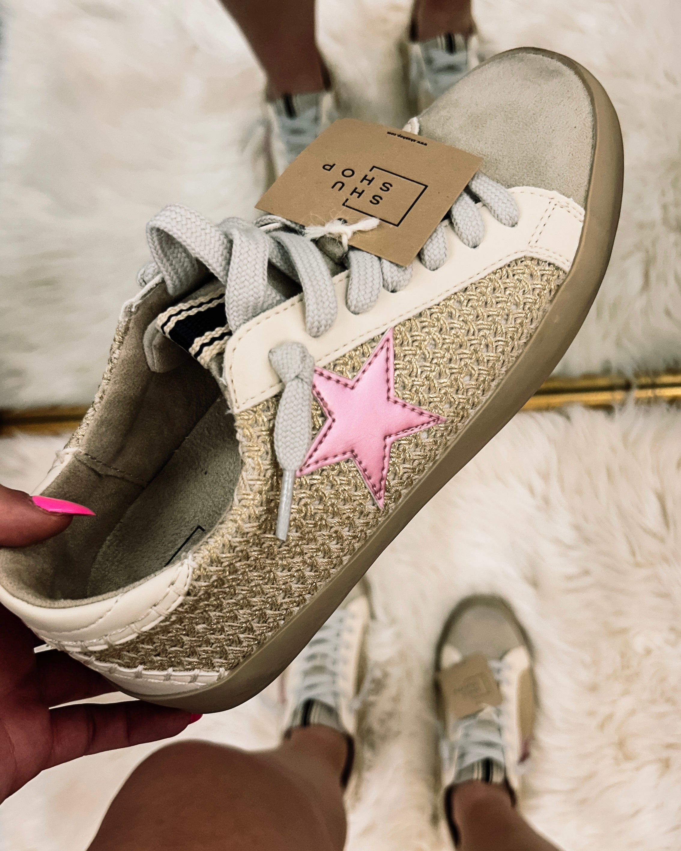 Paula in New Gold Woven Sneaker