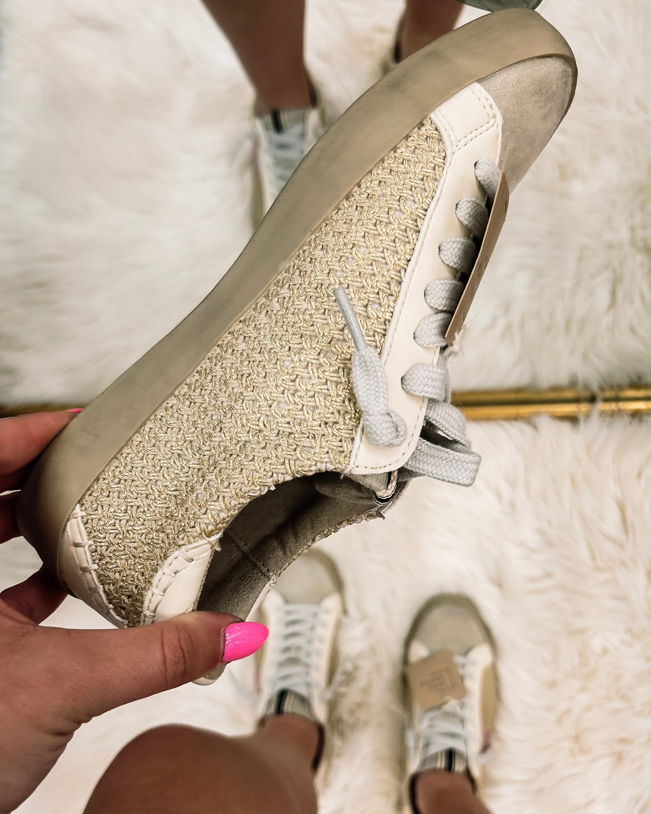 Paula in New Gold Woven Sneaker