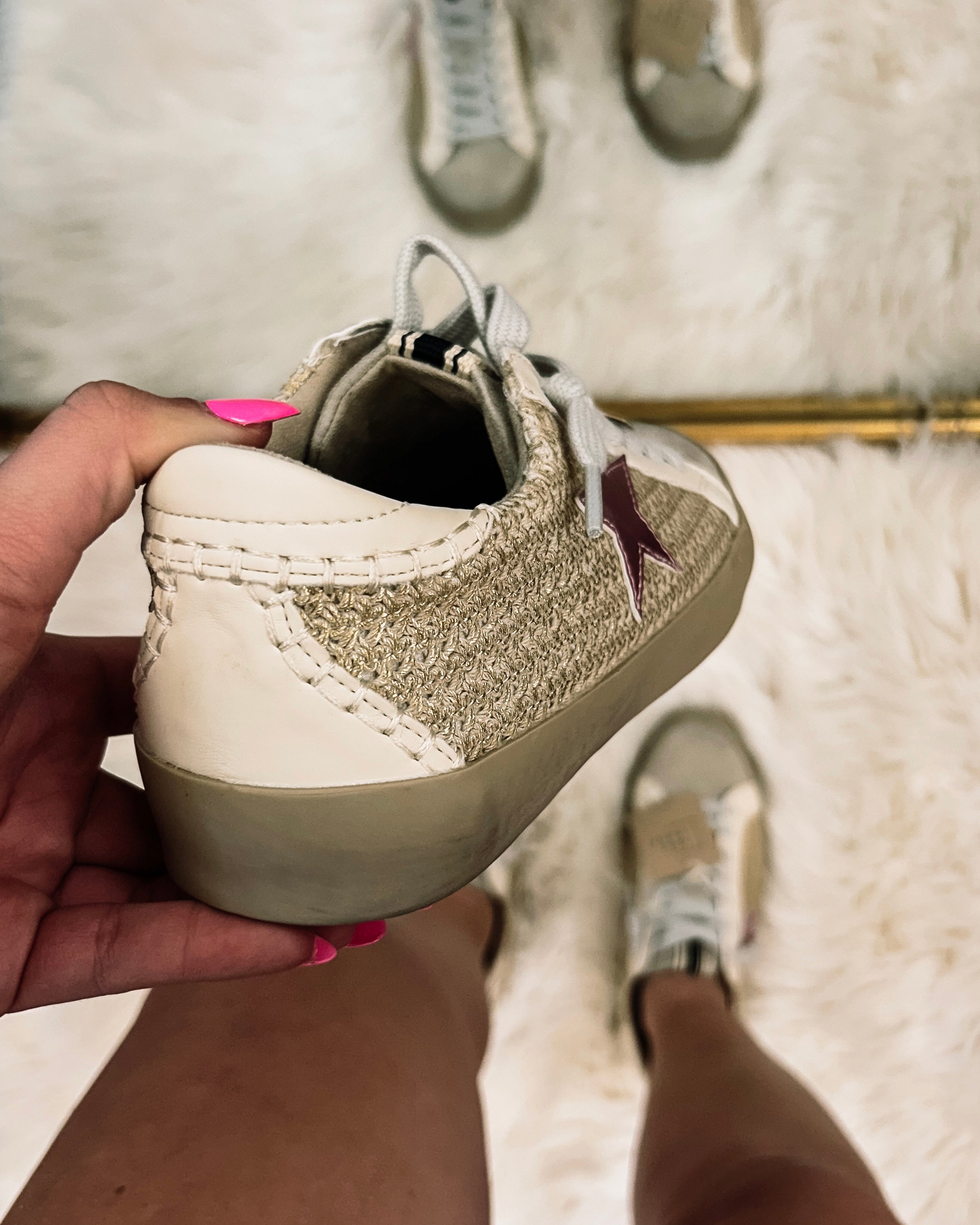 Paula in New Gold Woven Sneaker