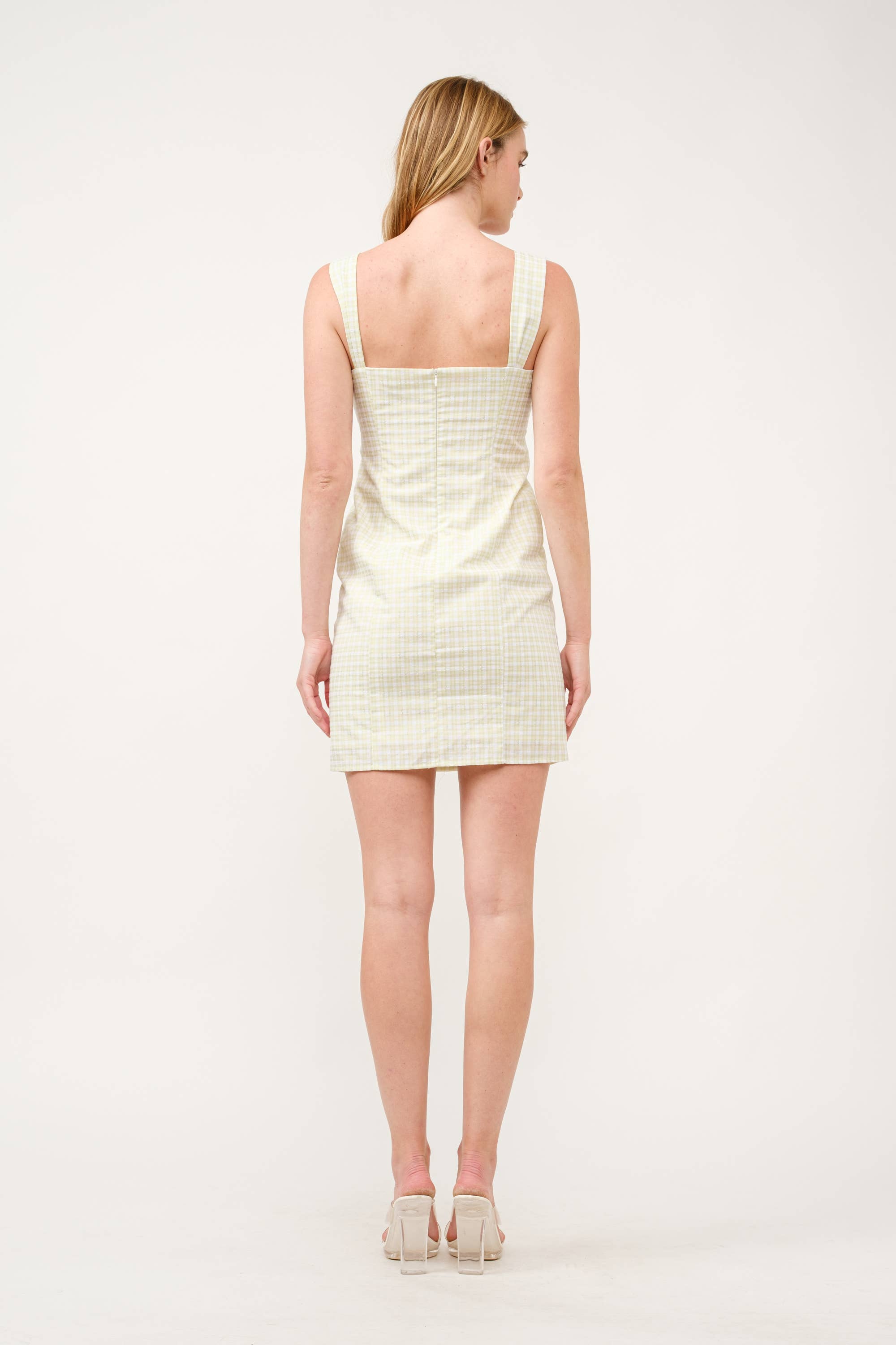 Plaid Bow Strap Mini Dress