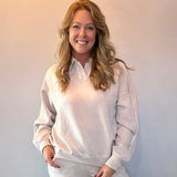 Polished Comfort Modal Scuba Polo Top with Piping in Taupe