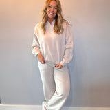 Polished Comfort Modal Scuba Polo Top with Piping in Taupe