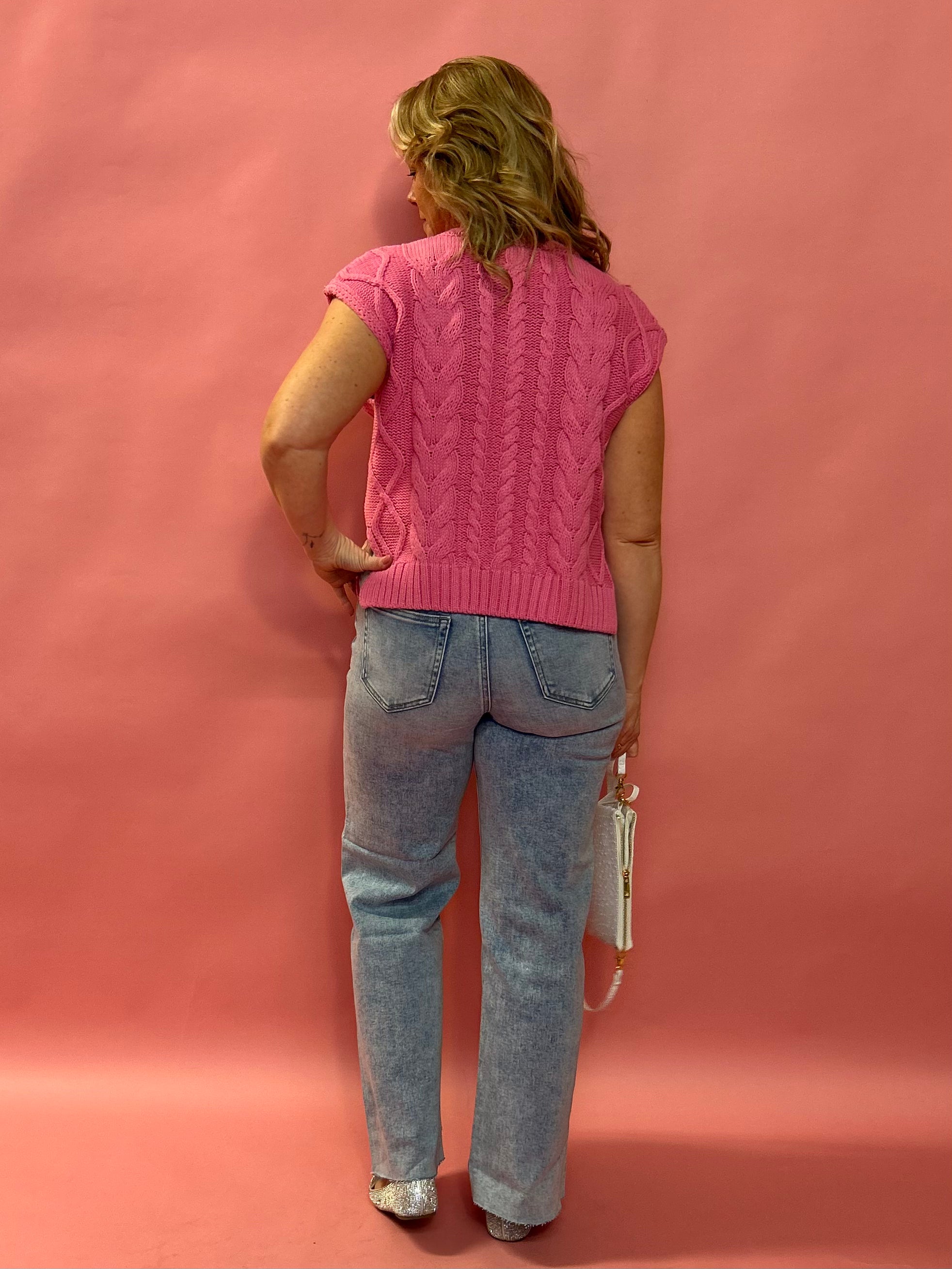 Pretty in Bows: Pink Sleeveless Sweater