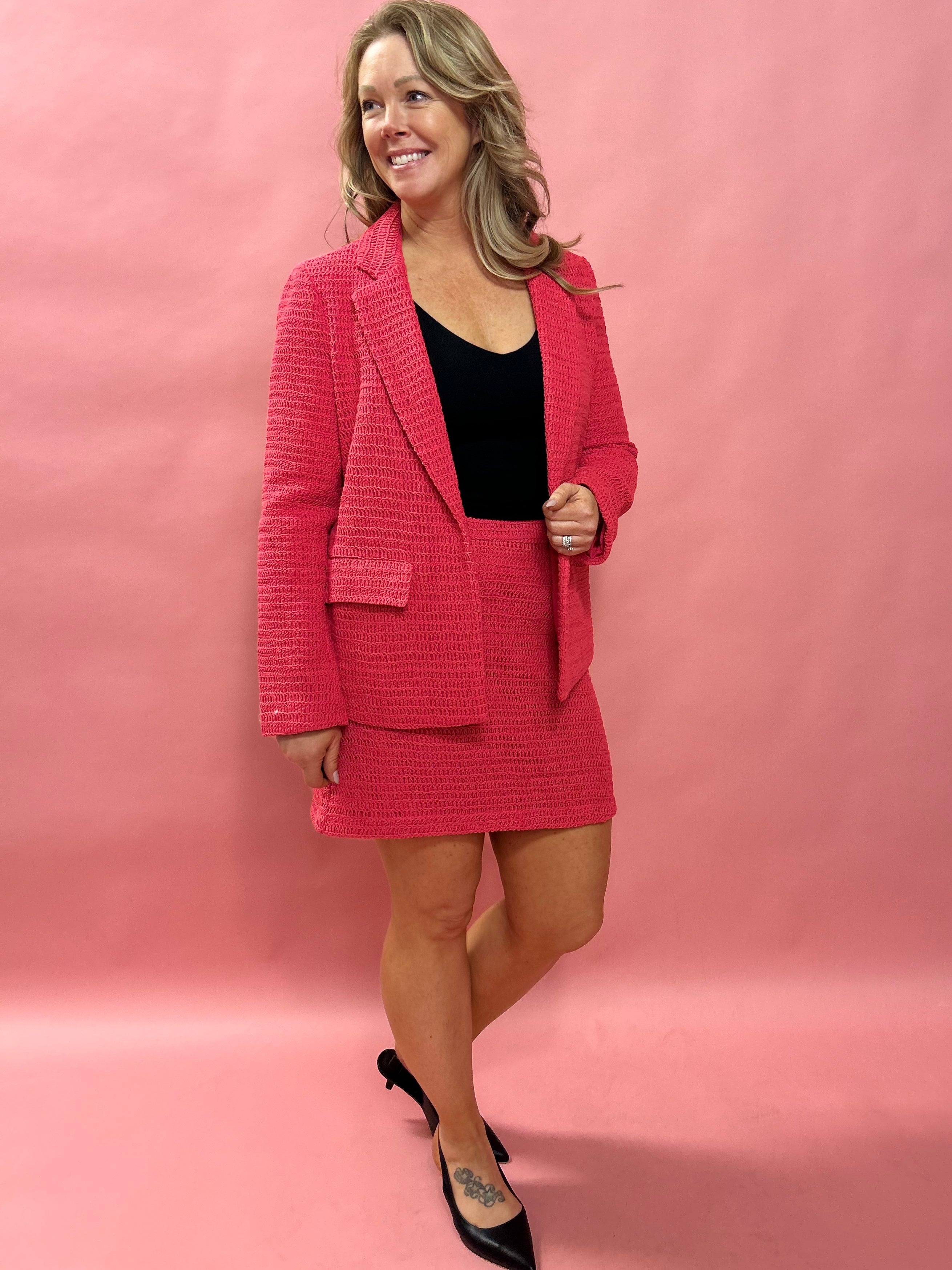 Raspberry Chic Crochet Mini Skirt