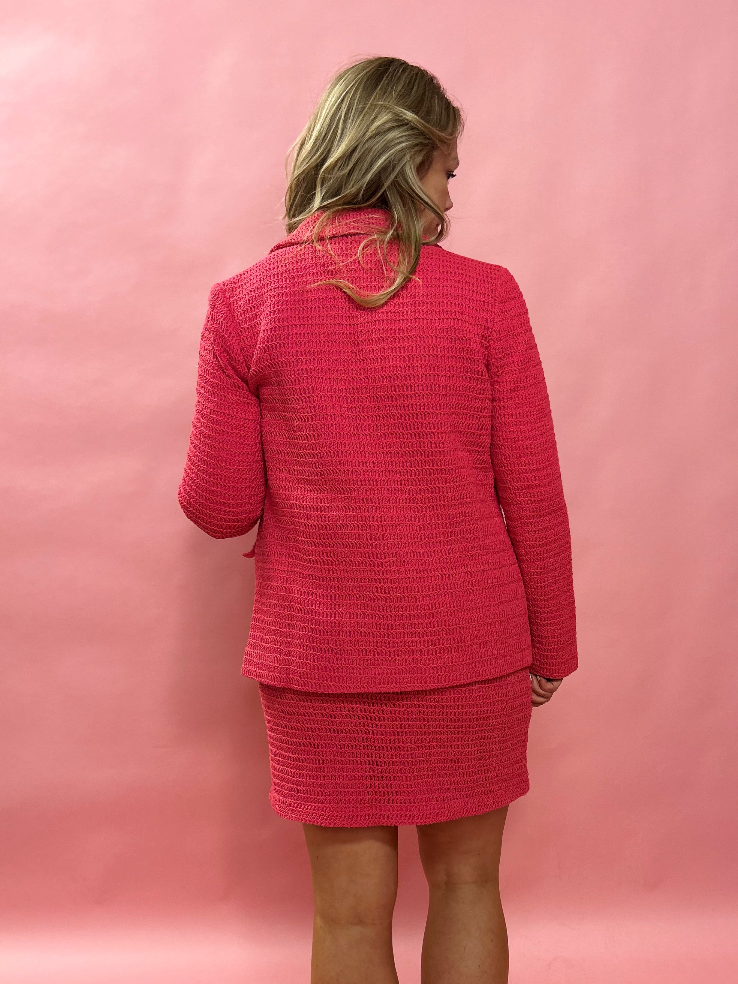 Raspberry Chic Crochet Mini Skirt