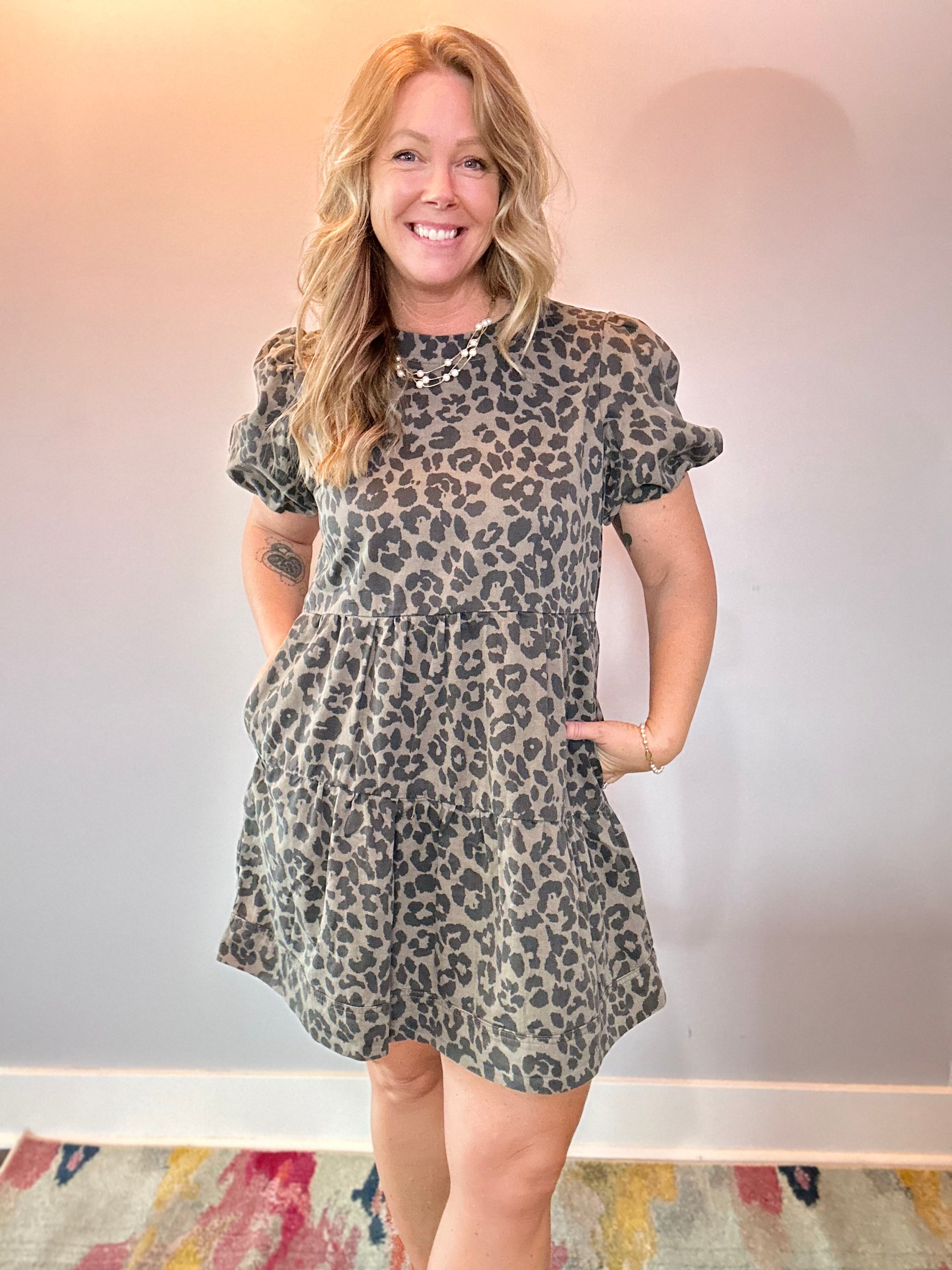 Savannah Tiered Leopard Mini Dress