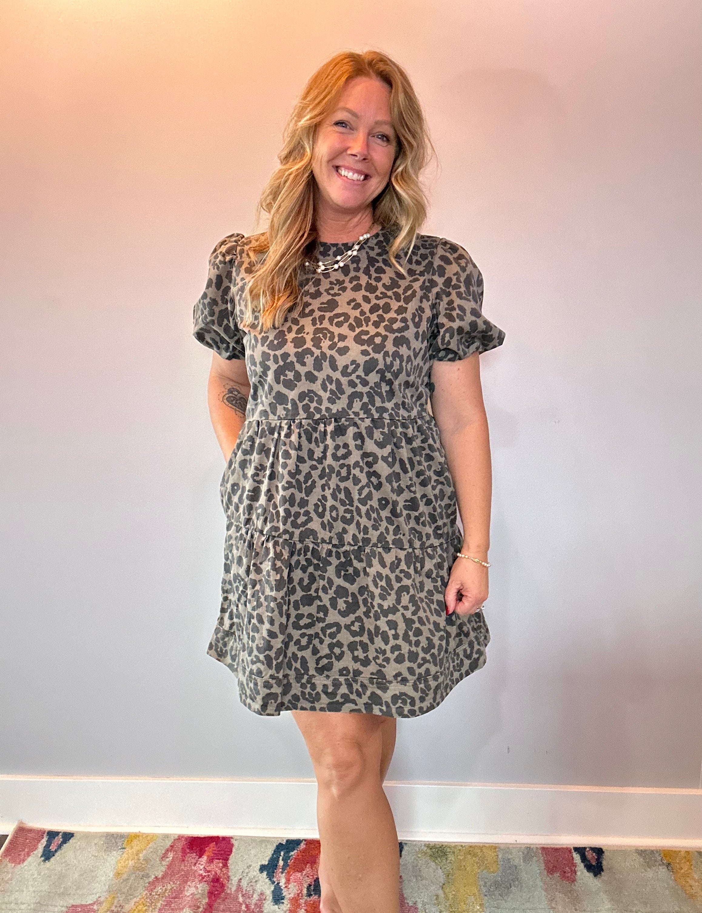 Savannah Tiered Leopard Mini Dress