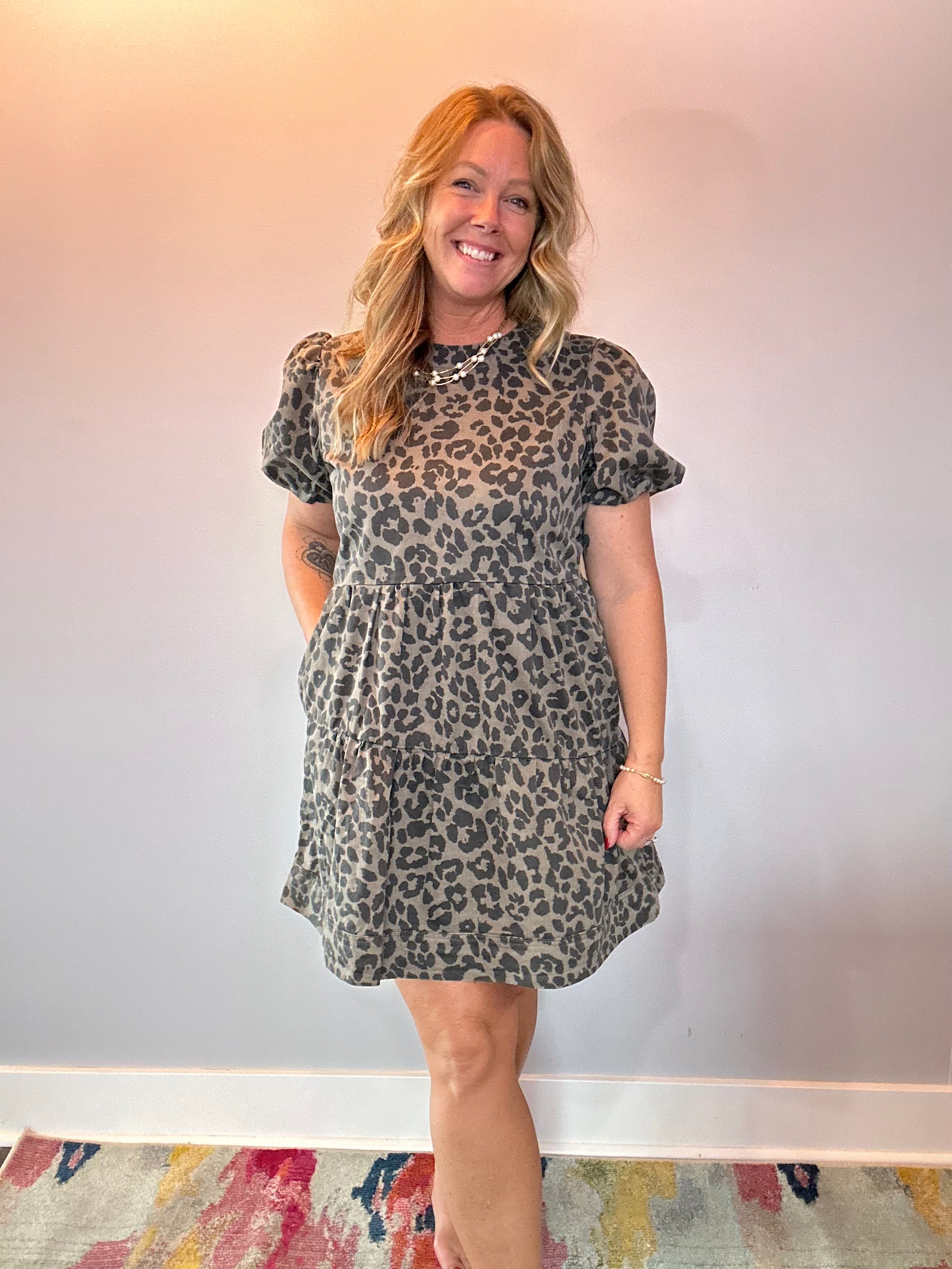 Savannah Tiered Leopard Mini Dress
