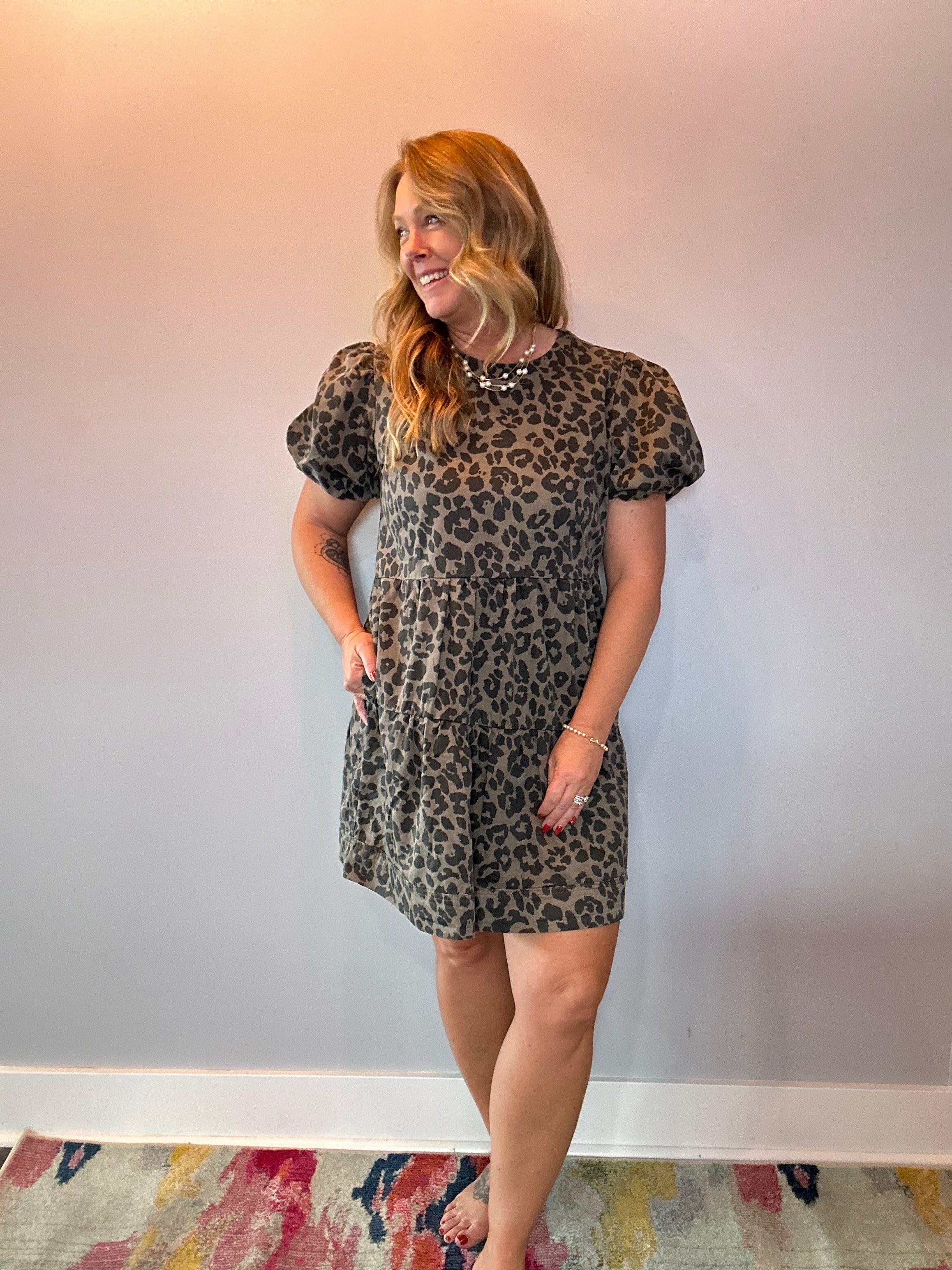 Savannah Tiered Leopard Mini Dress