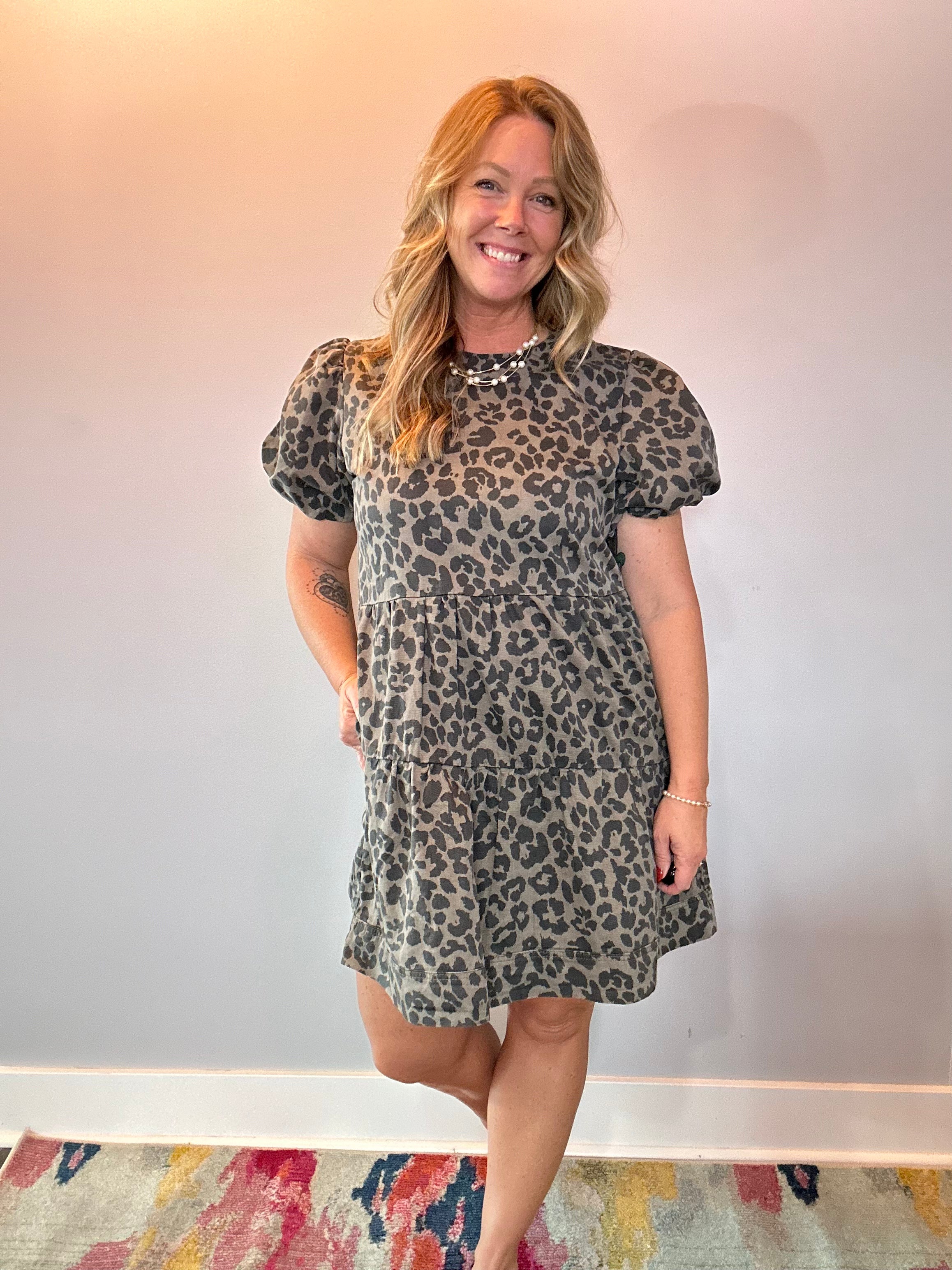 Savannah Tiered Leopard Mini Dress